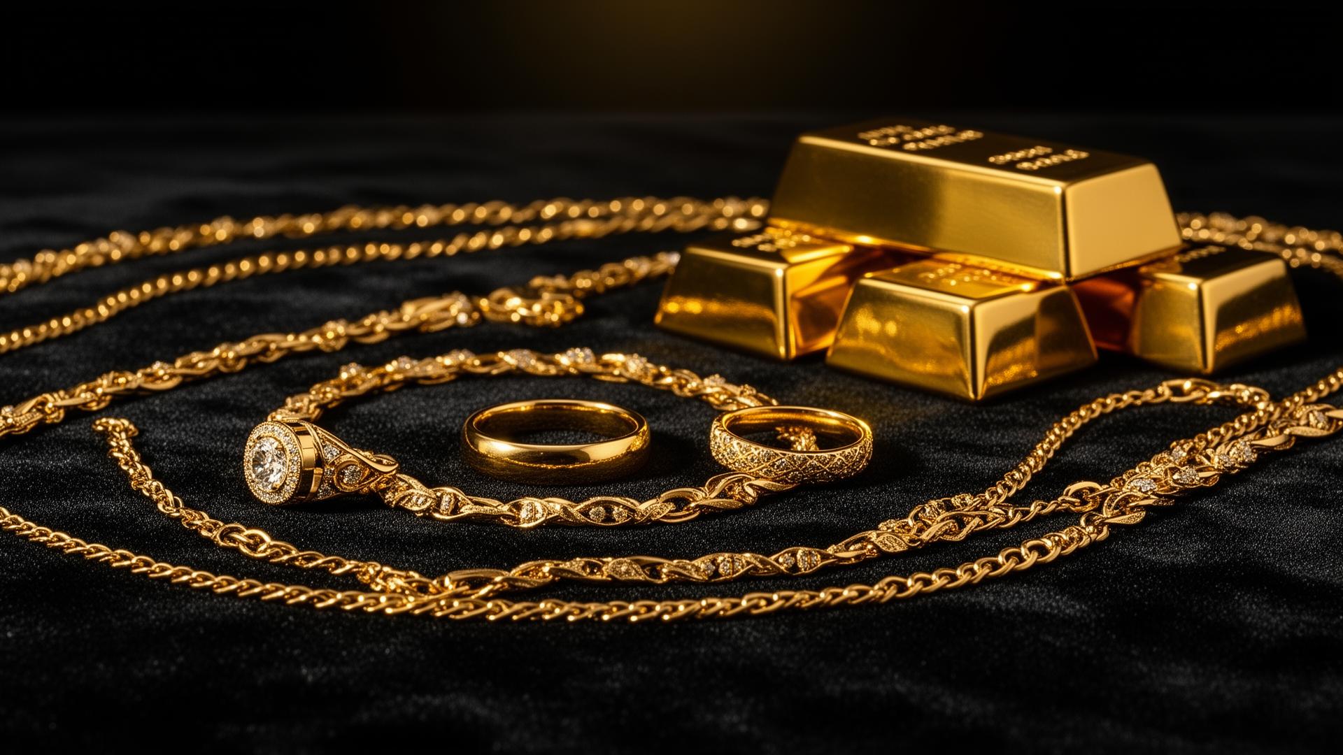 Joias de ouro - correntes, anéis, pulseiras e relógios em Curitiba